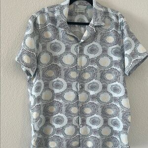 Cabana Men's Patterned Shirt - Blue and White